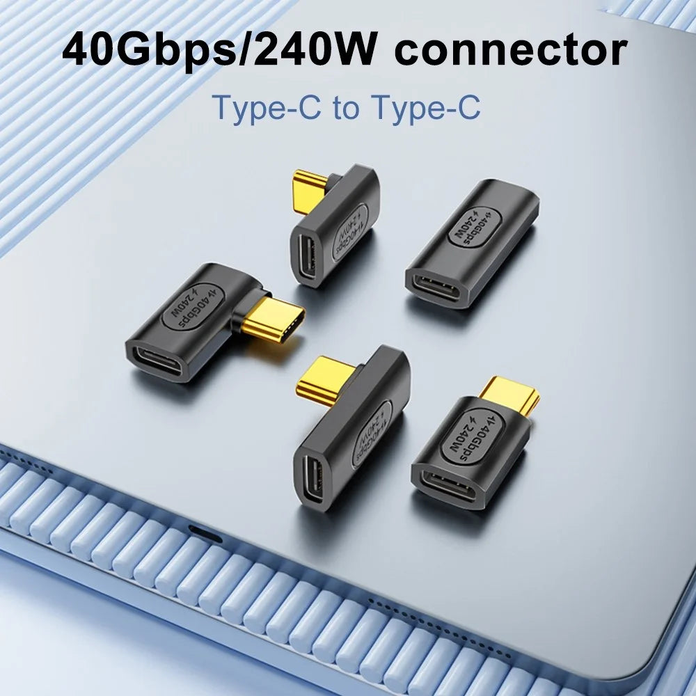 40Gbps 240W Fast Charging Adapter Type-C Female to Type-C Male Elbow Converter - 2