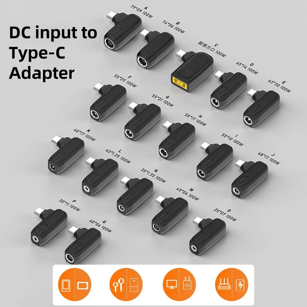 100W L 4.0X1.35mm Female to Type-C Male Charger Power Supply Adapter Connector - 5