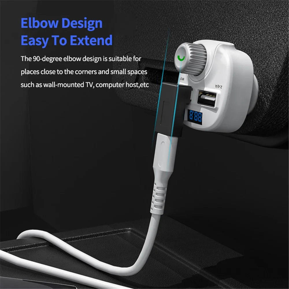 ENKAY HAT PRINCE 2Pcs 90 Degree USB 3.0 Male to Type-C Female Converter Right Angle Mini Adapter - 2