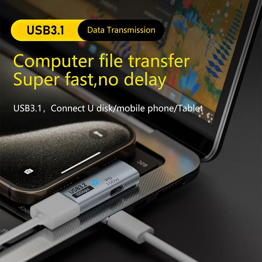 USB 3.2 Adapter Type-C to USB-A  /  USB-C Adapter 10Gbps OTG USB-C 2 to 1 Converter with PD 100W Charge - 3