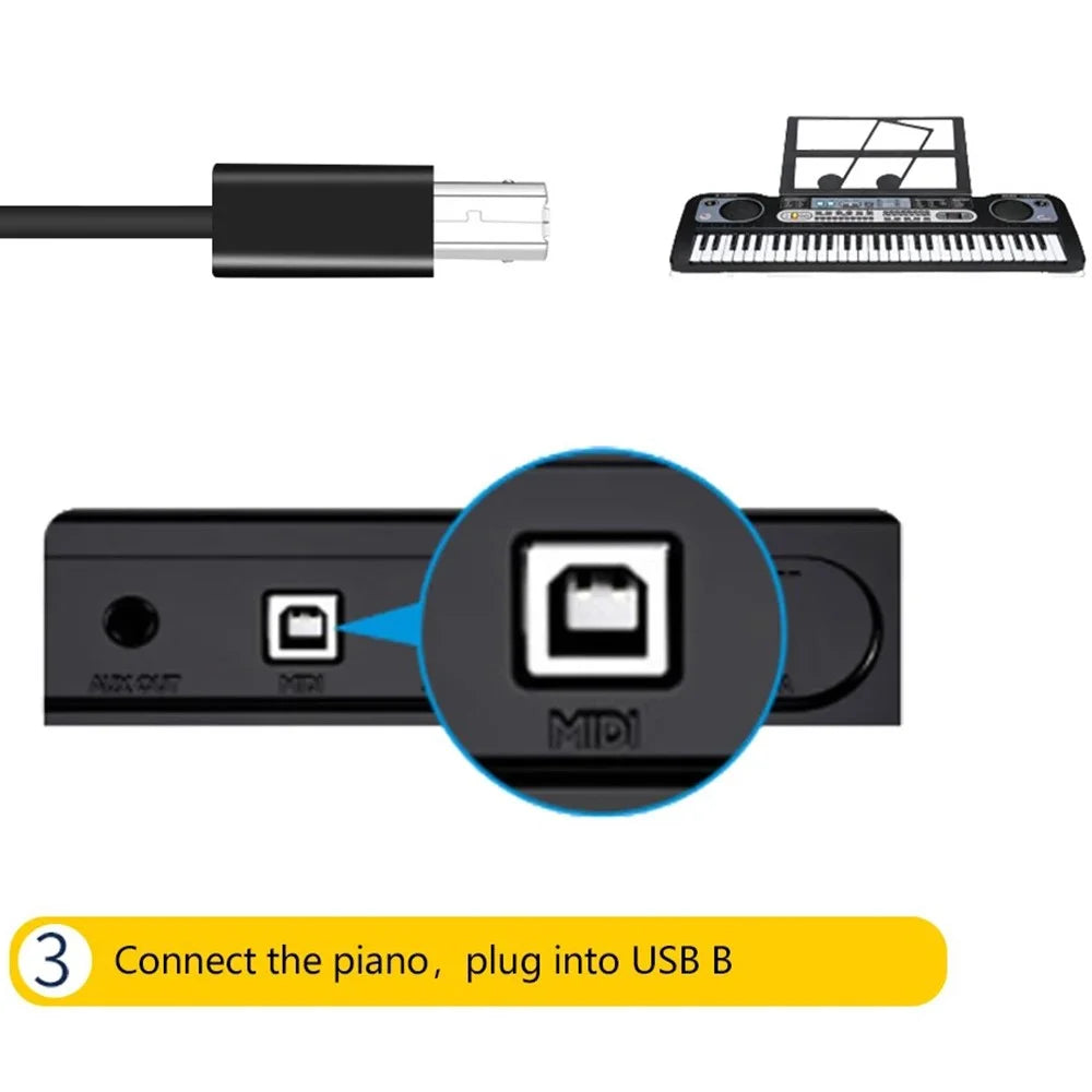 USB-B Female to USB-A Male 480Mbps Adapter Converter Electric Piano Printer Connector - 3