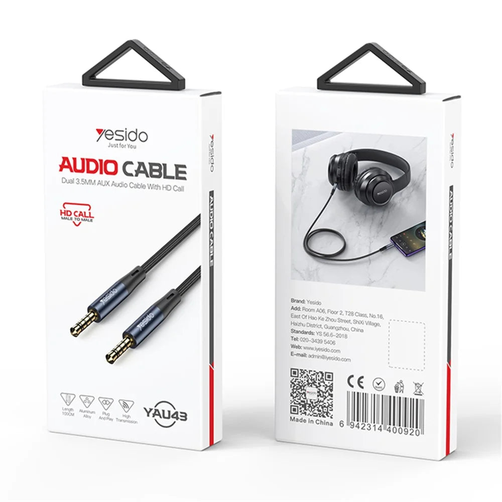 YESIDO YAU43 3.5mm Headphone Audio Cable Extension Cord 1m AUX Male to Male Wire - 7