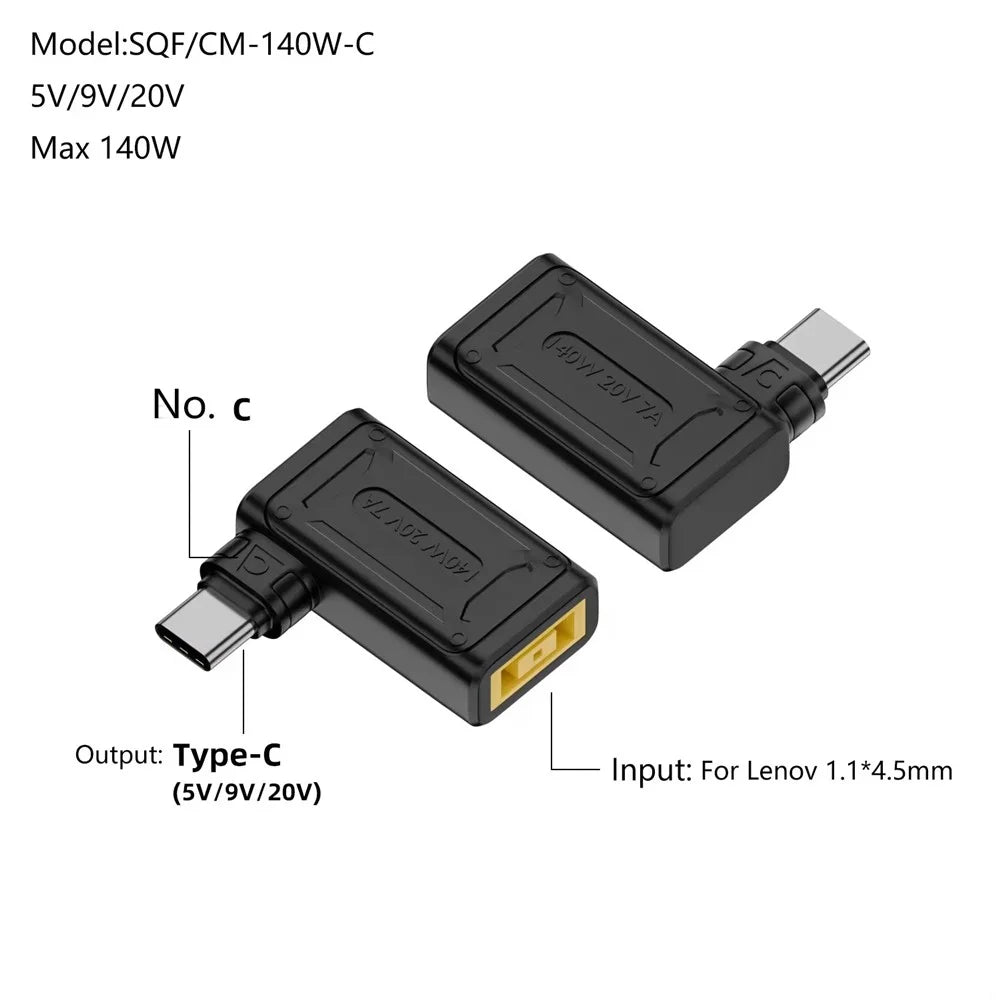 For Lenovo 1.1x4.5mm Female to Type-C Male 140W Power Adapter Charging Converter - 2