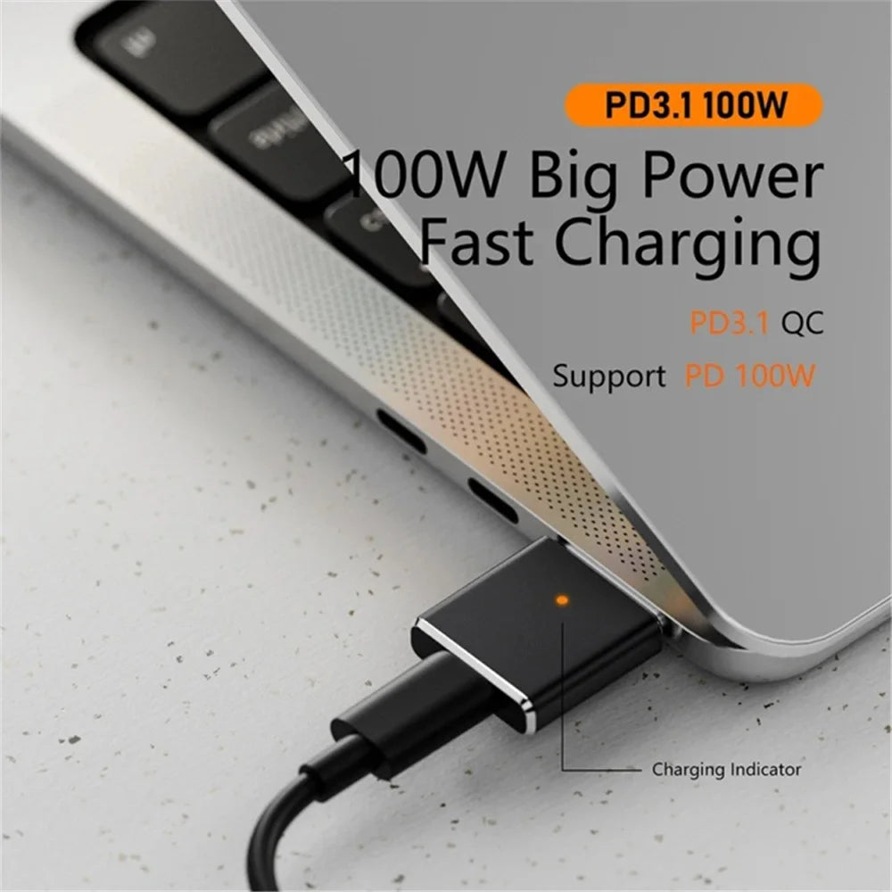 For MacBook PD 100W 3 to Type C Female Aluminum Alloy Converter - Black - 3