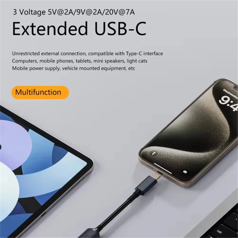 140W 20V 6.0x0.6mm DC Female to Type-C Male Adapter Laptop Power Charge Connector - 3