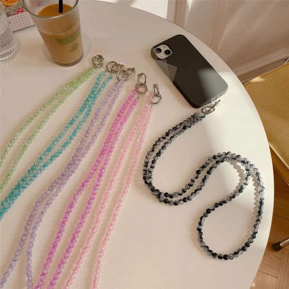 Universal Phone Lanyard 120cm Beaded Cell Phone Chain Crossbody Strap Anti-Theft with Tether Tab - Purple - 2