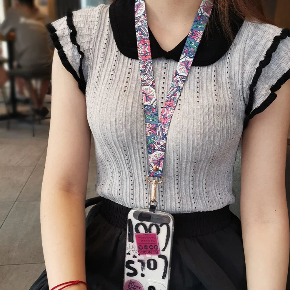 Phone Lanyard Ethnic Style Nylon Phone Neck Phone Charm with Tether Tab + Hanging Rope, Folded Length: 40cm - Pamir Totem - 4