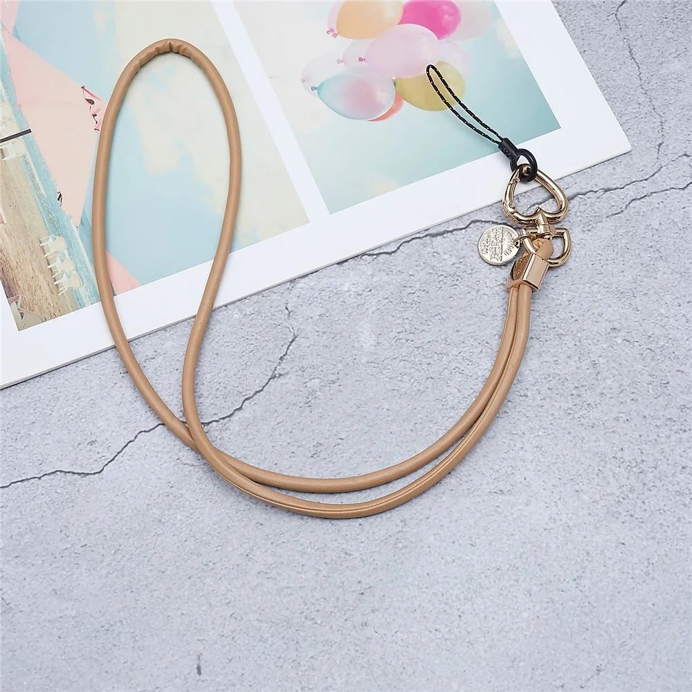 PU Leather Phone Lanyard Anti-lost Hanging Rope Pendant Keychain Multi-function Style Strap for Cell Phone, Keys, MP3 / MP4 Player - Brown - 2
