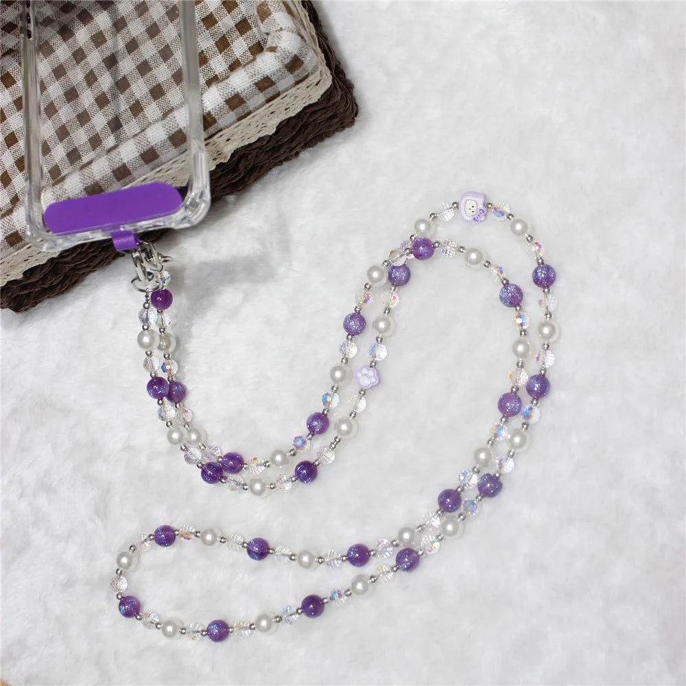 120cm KT Beads Phone Strap Crossbody Chain Phone Lanyard - Purple - 2