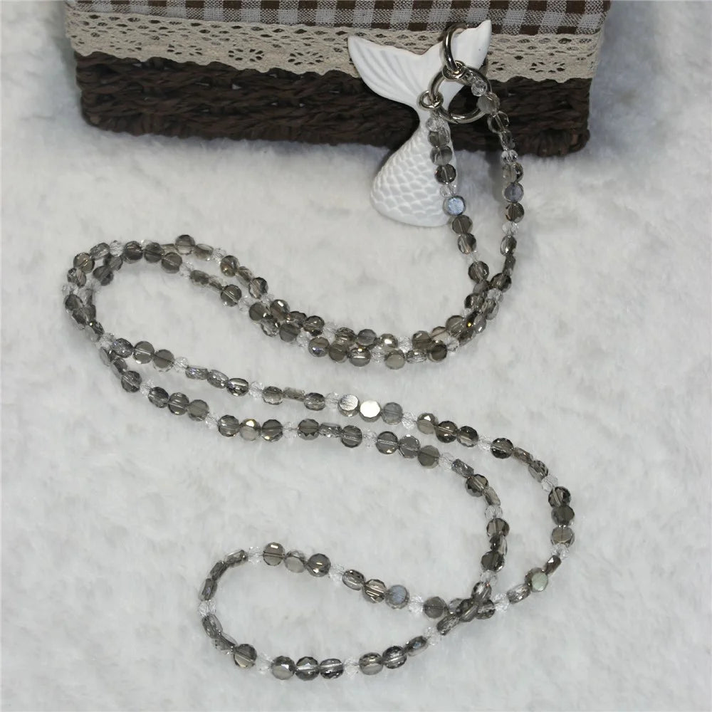 120cm Phone Charm Strap Crystal Beads Shoulder Strap Lanyard with Tether Tab - Style F - 2