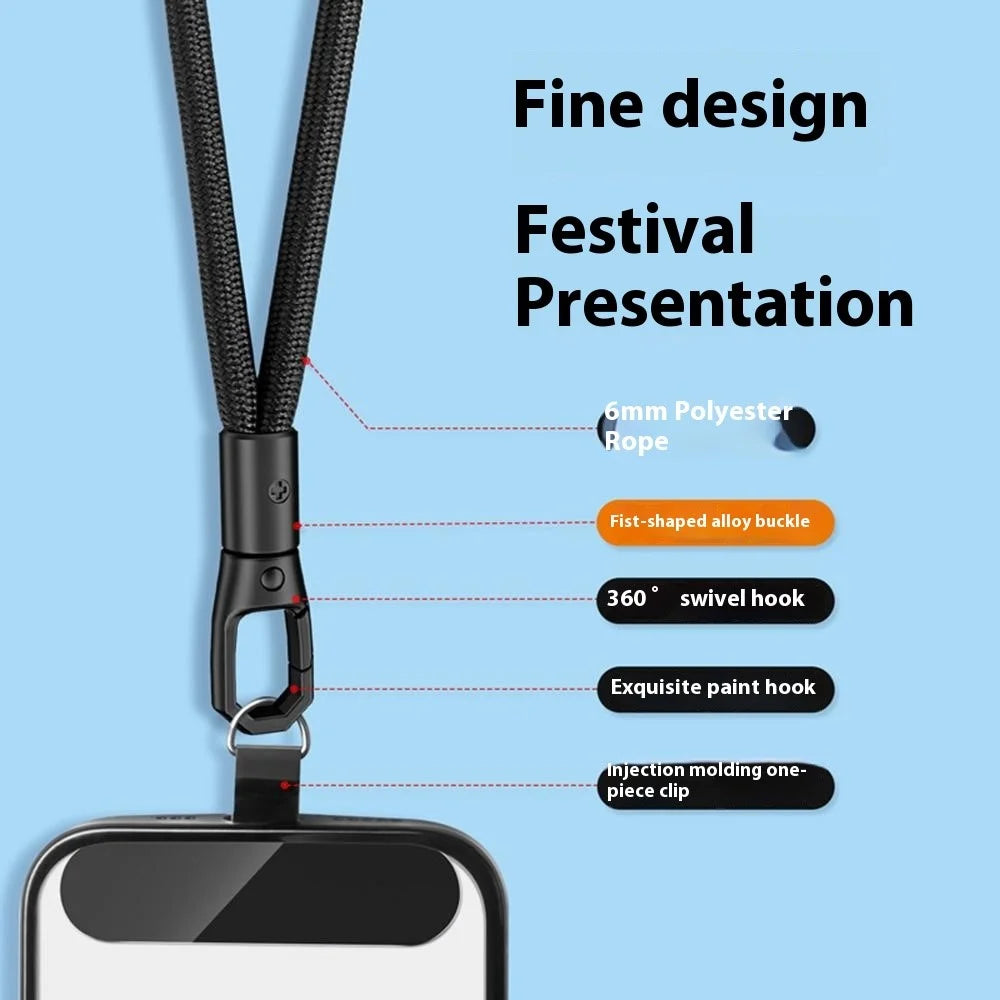 6mm Anti-Lost Phone Lanyard with Tether Tab, Rotating Buckle Cell Phone Neck Strap - Light Camel - 6