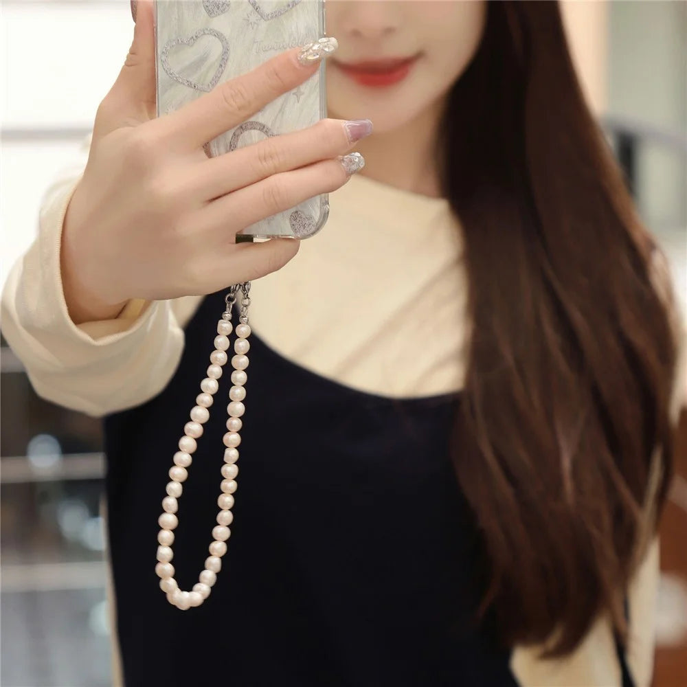 YISIXICI SJL0020 8mm Profiled Pearl Charm Bracelet Phone Chain Wrist Lanyard for Smartphone - 2