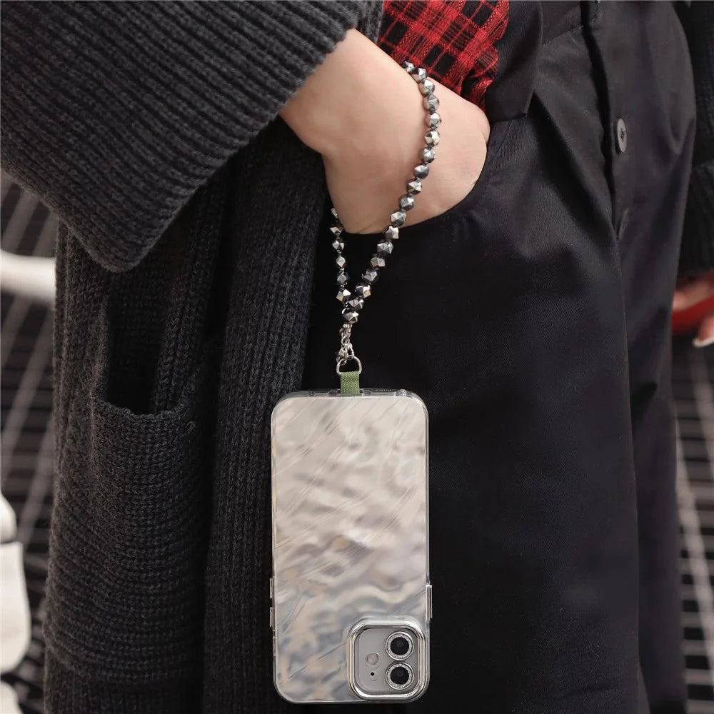YISIXICI SJL0026 Terahertz Stone Phone Charm Strap 8mm Polygonal Beads Bracelet Wrist Lanyard - 5