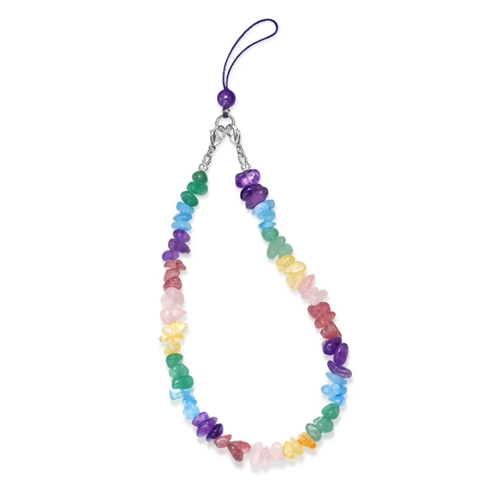 YISIXICI SJL0035 Irregular Multicolored Gemstone Wrist Lanyard Decorative Phone Charm Bracelet - 2