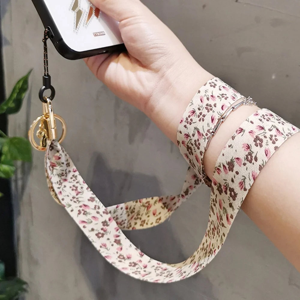 Universal Cell Phone Lanyard Floral Patterns Neck Strap Key Chain Long Lanyard Strap Keychain Holder - Beige - 4