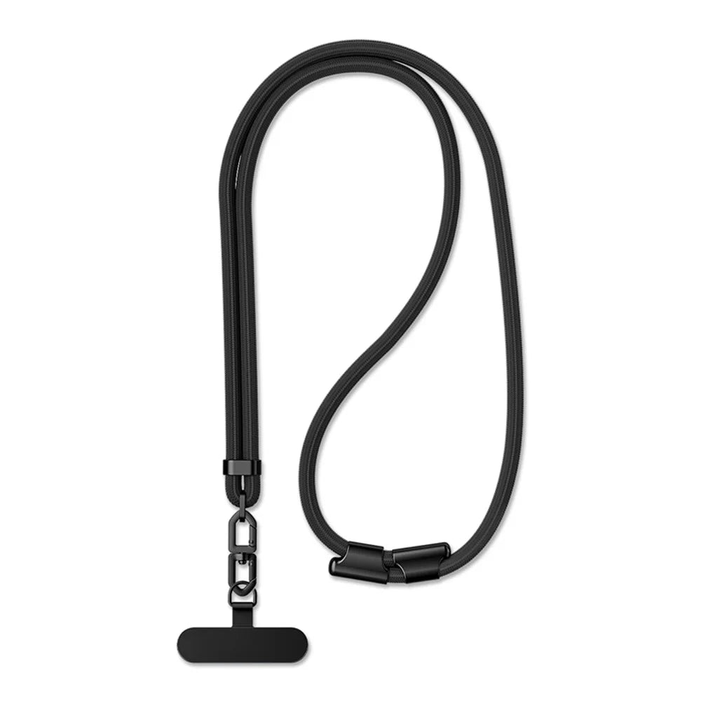 CT-88 150cm Cell Phone Lanyard Rotating Dual Lock  Adjustable Anti-Loss Rope with Stainless Steel Tether Patch, Diameter: 7mm - Black - 2