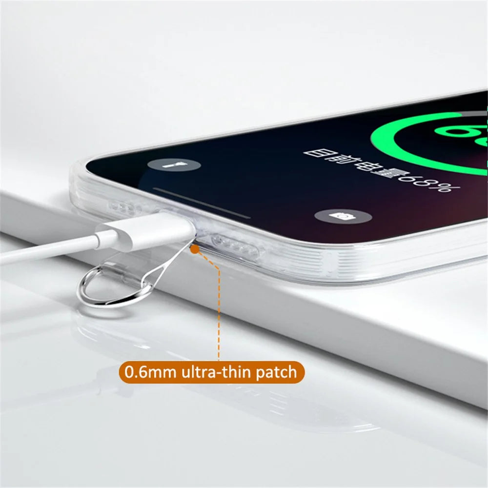 10Pcs / Pack Phone Lanyard Patch Universal Cell Phone TPU Tether Tabs Sticker with Anti-Lost Metal Ring for Phone Wrist Neck Strap - Transparent - 3