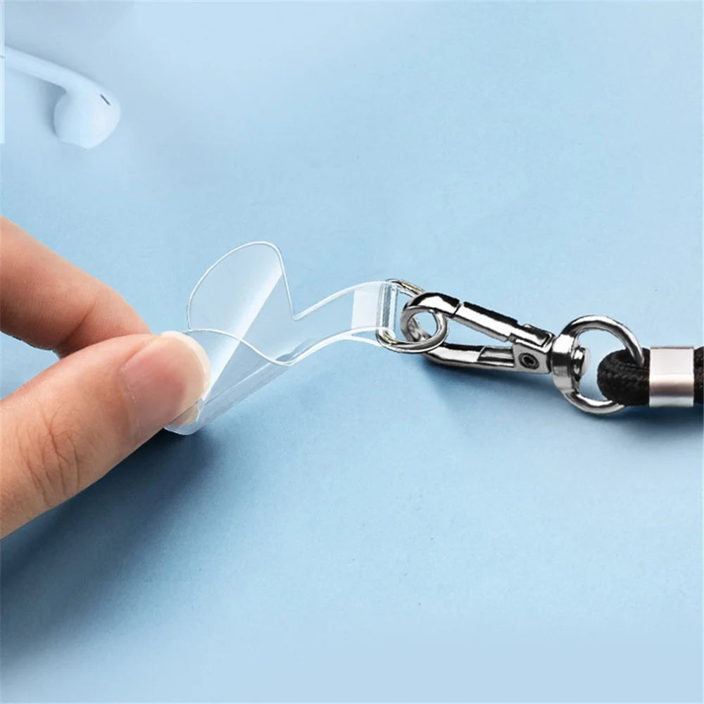 10Pcs / Pack Phone Lanyard Patch Universal Cell Phone TPU Tether Tabs Sticker with Anti-Lost Metal Ring for Phone Wrist Neck Strap - Transparent - 4