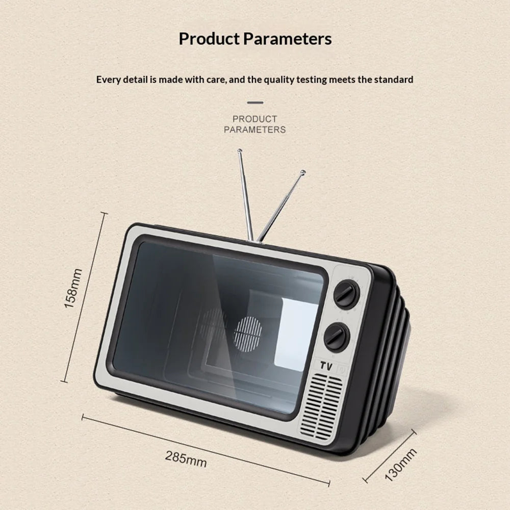 12 Inch Phone Screen Magnifier Retro TV Design 2-3X Amplifier for 4.0-6.6 Inch Smartphones - Gray [WL855] - 6