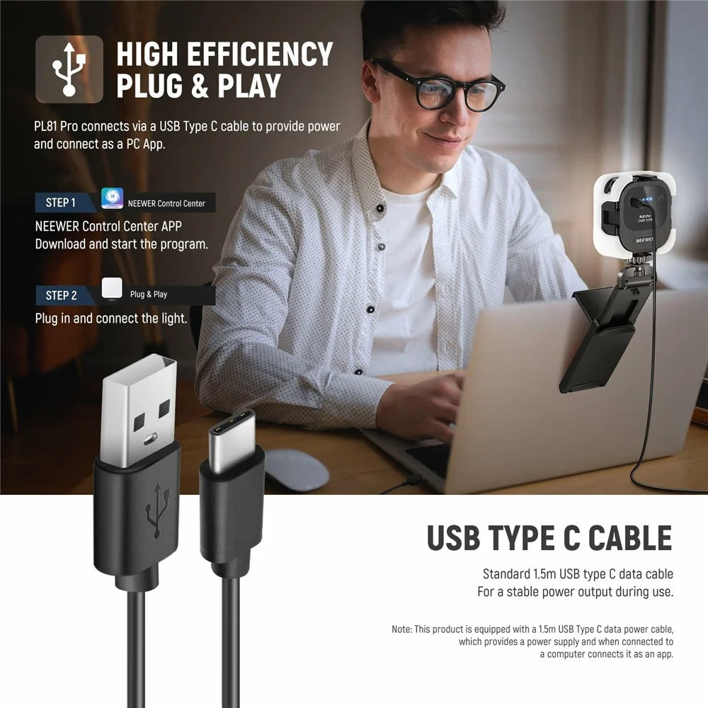 NEEWER PL81 PRO Portable LED Video Light 2900K-7000K Professional Streaming Light - 6