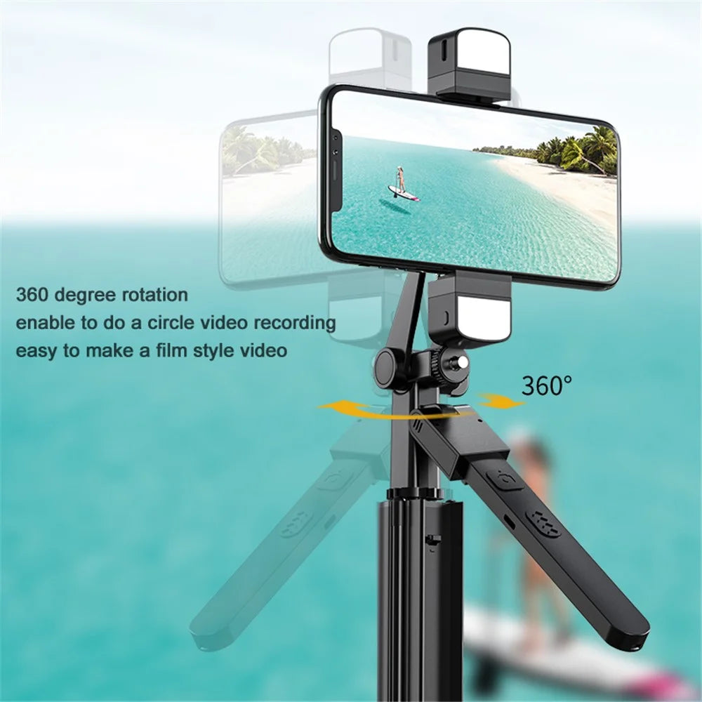 K30 Bluetooth-compatible Selfie Stick Extendable Tripod Handheld Gimbal Stabilizer Fill Light - 4