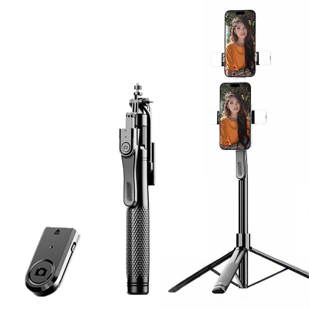 K29 2.15m Bluetooth-compatible Selfie Stick 360 Degree Rotatable Gimbal Tripod Stand with Dual Phone Clip - 1
