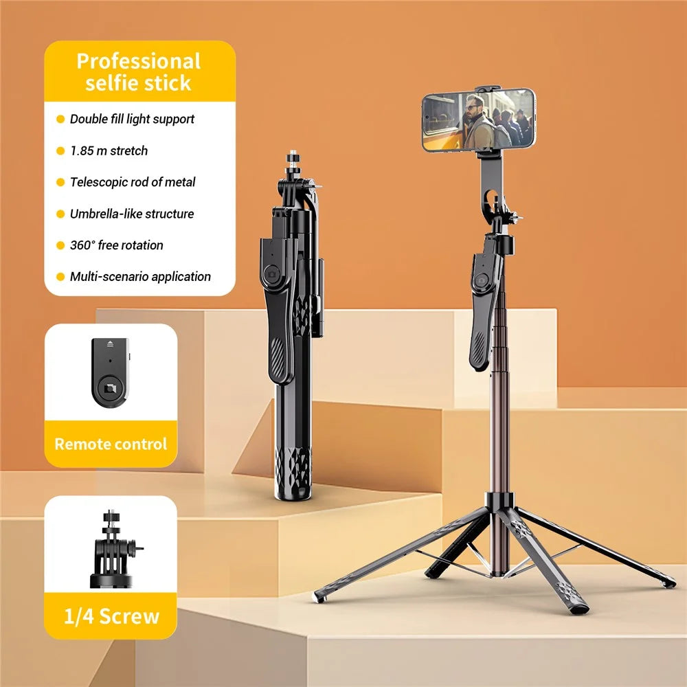 C11 1.85m Phone Holder Extendable Aluminum Alloy Rod Four-Legged Floor Stand Bluetooth-compatible Selfie Stick - 3