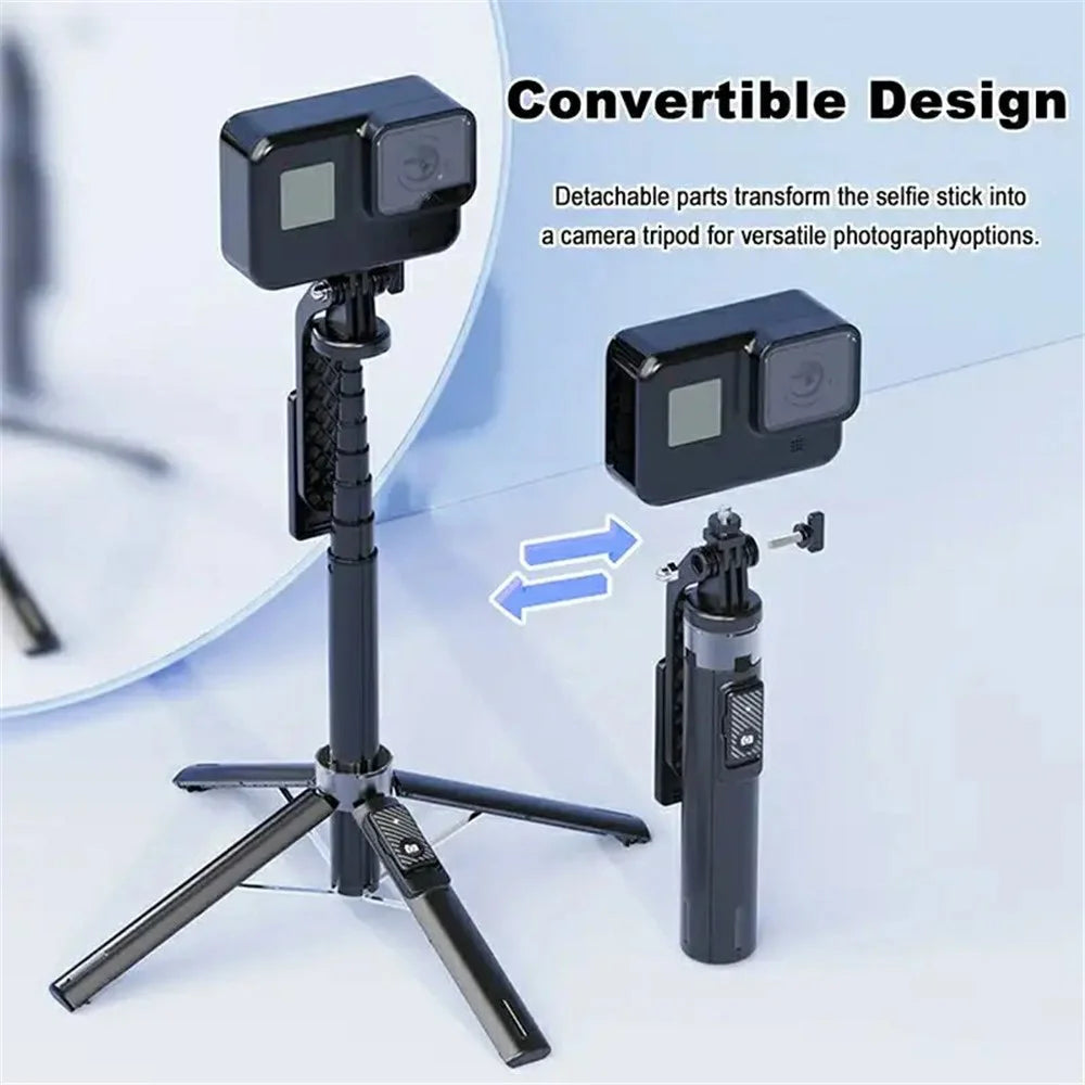 P135 Selfie Stick Stable 4-Leg Tripod Phone Holder Stand with Remote Control - Black - 2