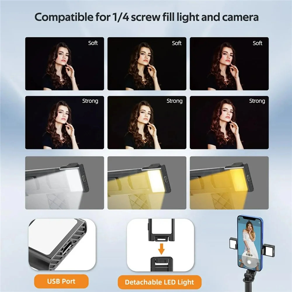 P07 2nd Gen V1 Phone Holder Selfie Stick 4-Leg Floor Stand with Bluetooth-compatible Remote Control + 1 Fill Light - Black - 5