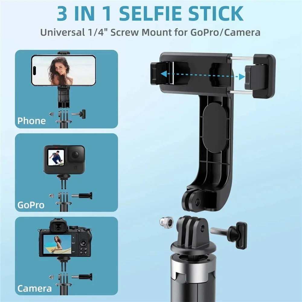 P06 2nd Gen V1 Phone Live Streaming Extendable Four-Leg Floor Stand Bluetooth-compatible Selfie Stick with 1 Fill Light - Black - 6