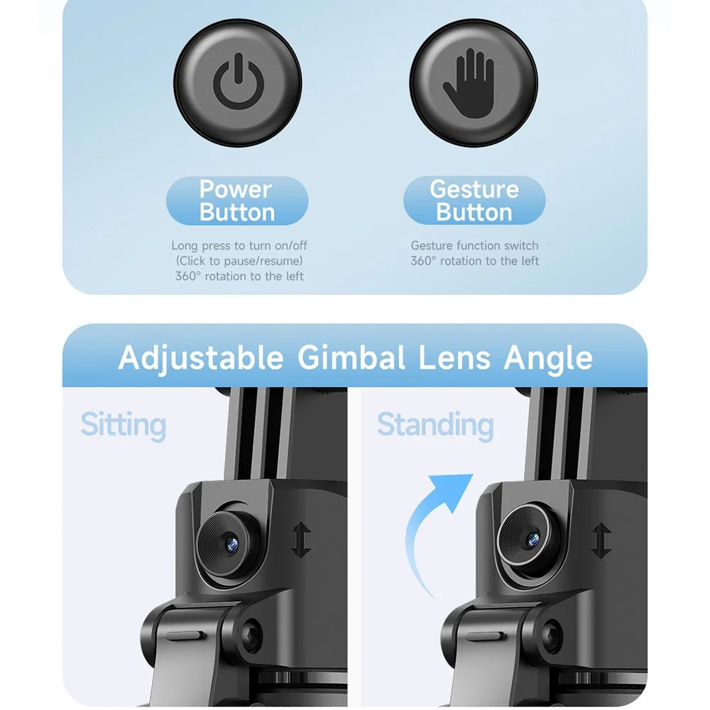 C17 Smart AI Tracking Anti-Shake Gimbal Tripod Selfie Stick Quad-Leg Stand with Dual Fill Light - 2