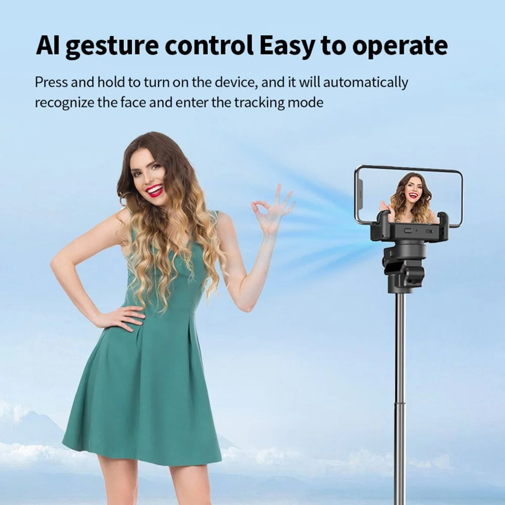 C10 Handheld Phone Stabilizer Gimbal AI Face Tracking Vlog Live Streaming Selfie Stick with 1 Fill Light - Black+Red - 5