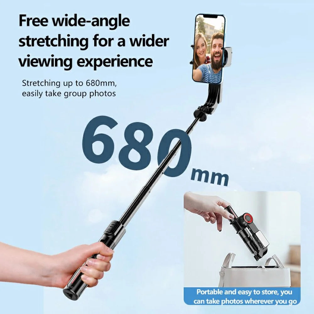 C09 Gimbal Stabilizer Selfie Stick with Dual Fill Light for Smartphones Anti Shake Single Axis Stabilizer - Red  /  Black - 7