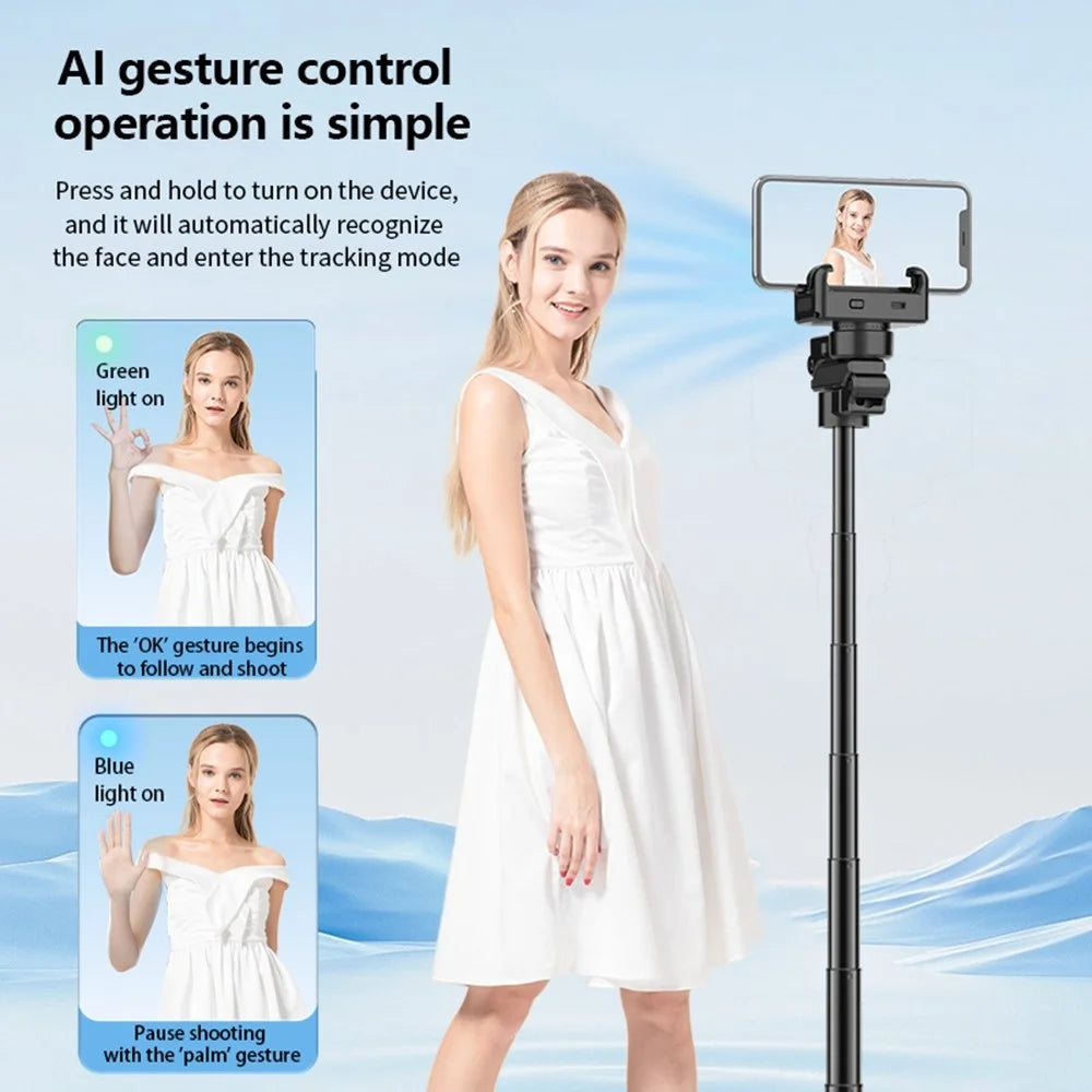 C16 AI Auto Tracking Selfie Stick Phone Bluetooth-Compatible Remote Control Shooting Stand with 2 Fill Lights - 7