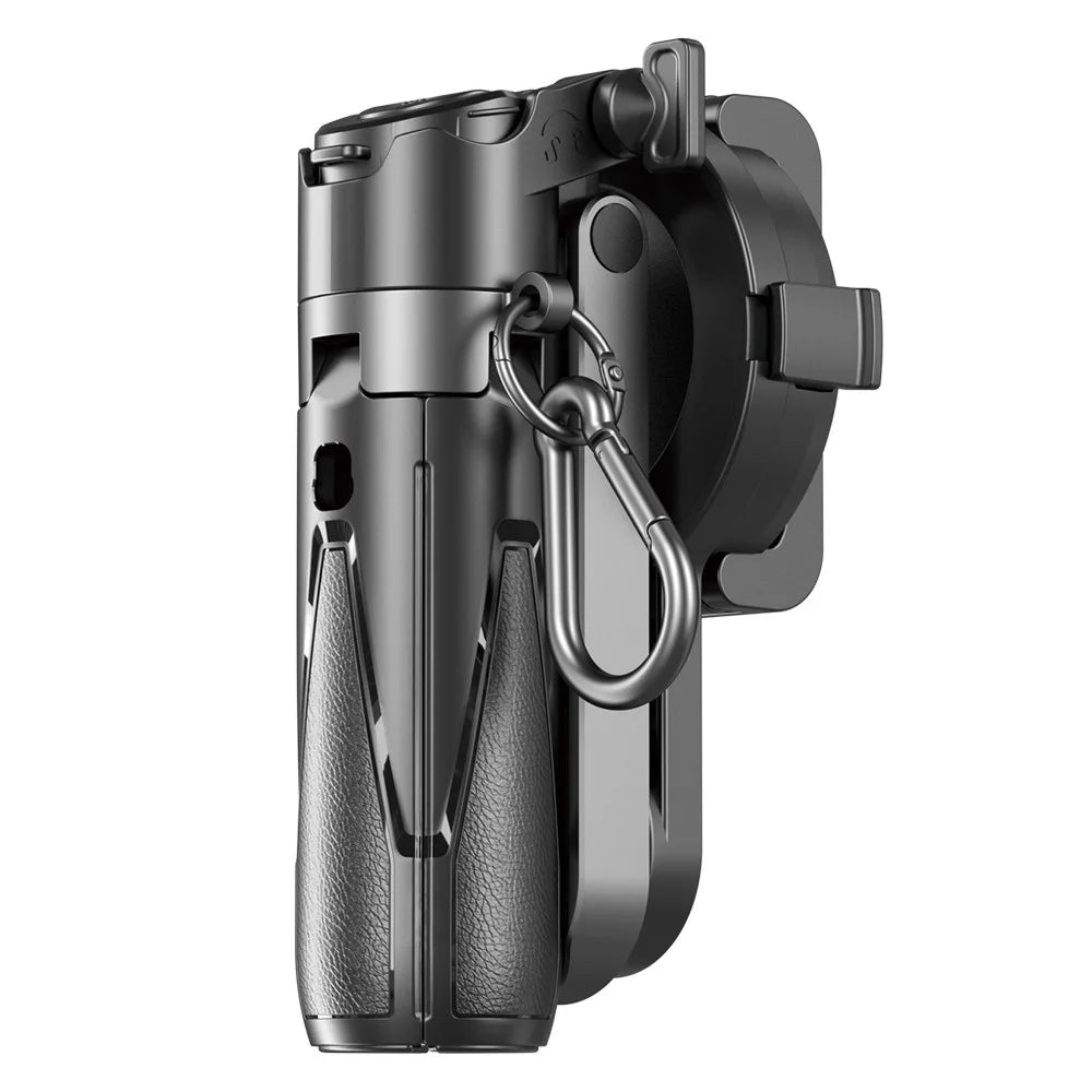 P15-C 2 In 1 Magnetic Phone Holder Telescopic Selfie Stick Portable Tripod Stand with Keyring - Black - 1