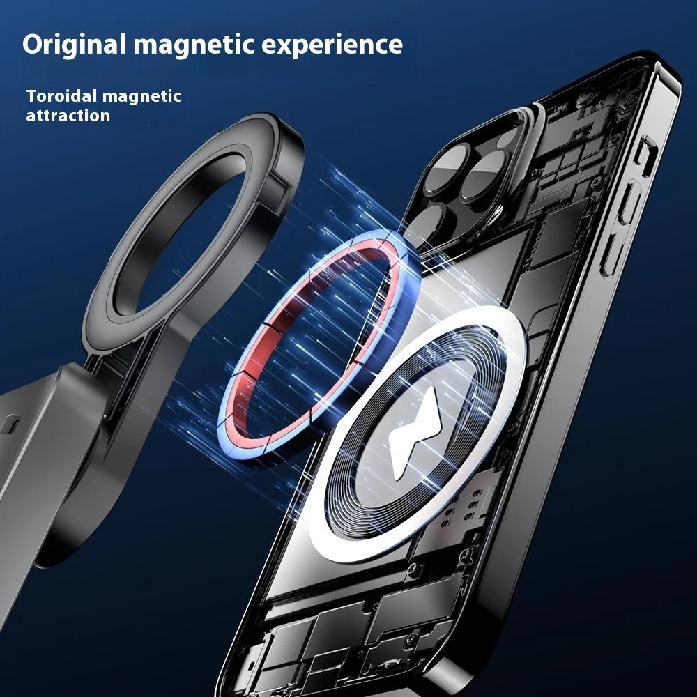 P15-C 2 In 1 Magnetic Phone Holder Telescopic Selfie Stick Portable Tripod Stand with Square Fill Light - Black - 6