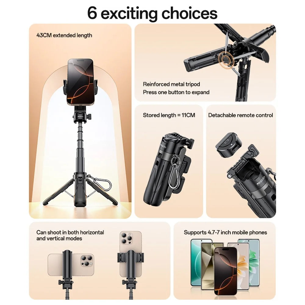 YESIDO SF29 For Android  /  iOS Mini Bluetooth-Compatible Selfie Stick Extendable Tripod with Remote Control - 3