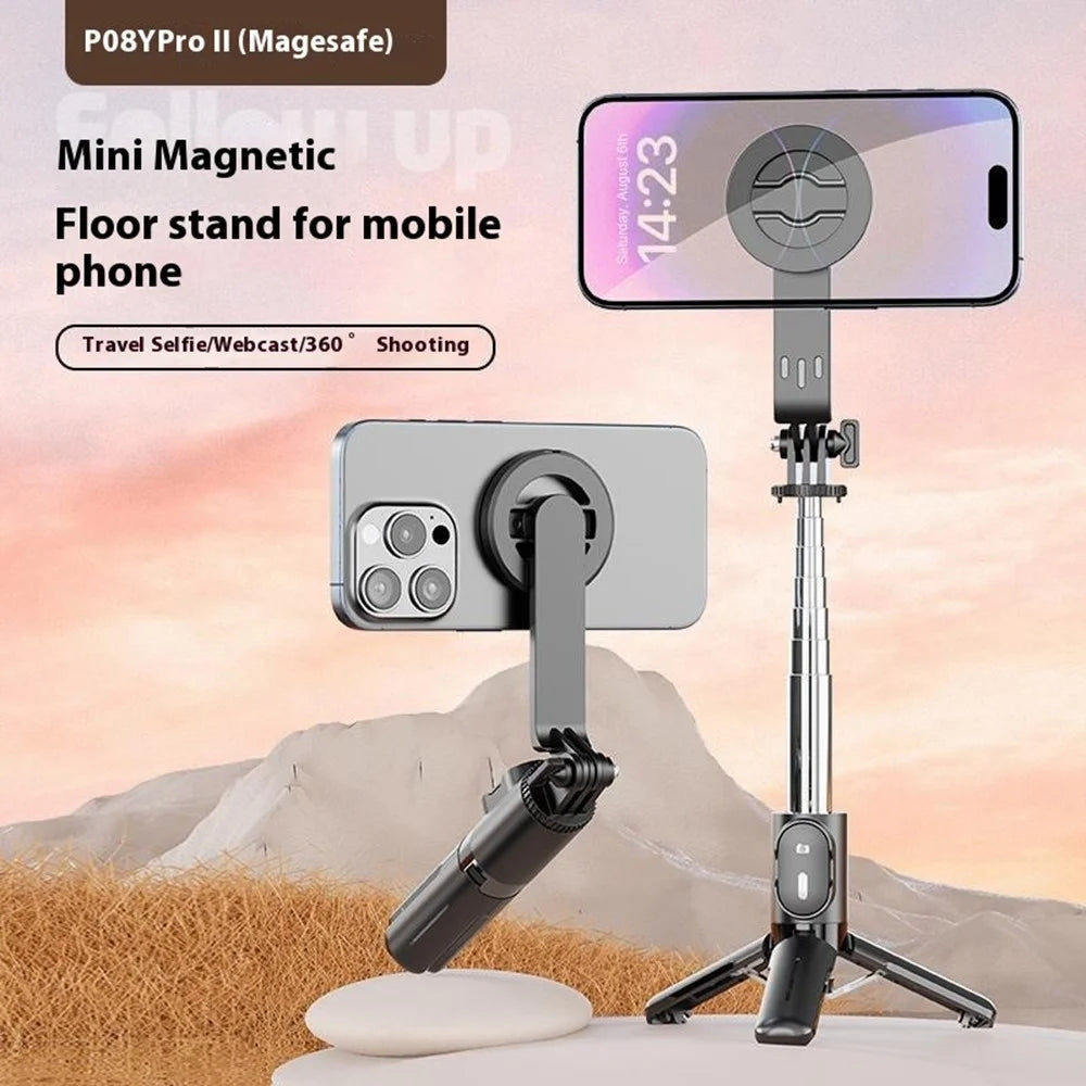P08Y Pro Portable Travel Selfie Stick Tripod Mini Phone Stand with Remote Control - Black - 2