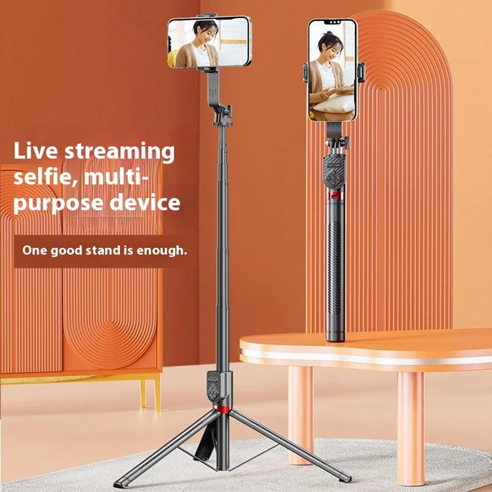 P100TK Anti Shake Phone Tripod Stand Retractable Bluetooth-compatible Selfie Stick with Single Square Fill Light - 6