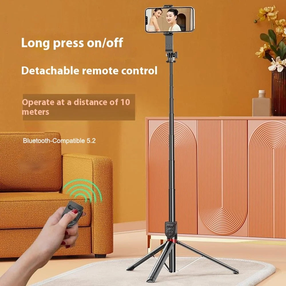 P100TK Anti Shake Phone Tripod Stand Retractable Bluetooth-compatible Selfie Stick with Single Square Fill Light - 7