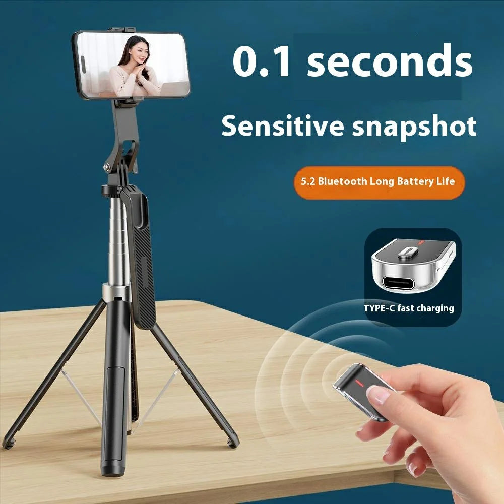 P180mini Portable Phone Selfie Stick Bluetooth-Compatible Remote Control Extendable Stand with 2 Fill Lights - 6