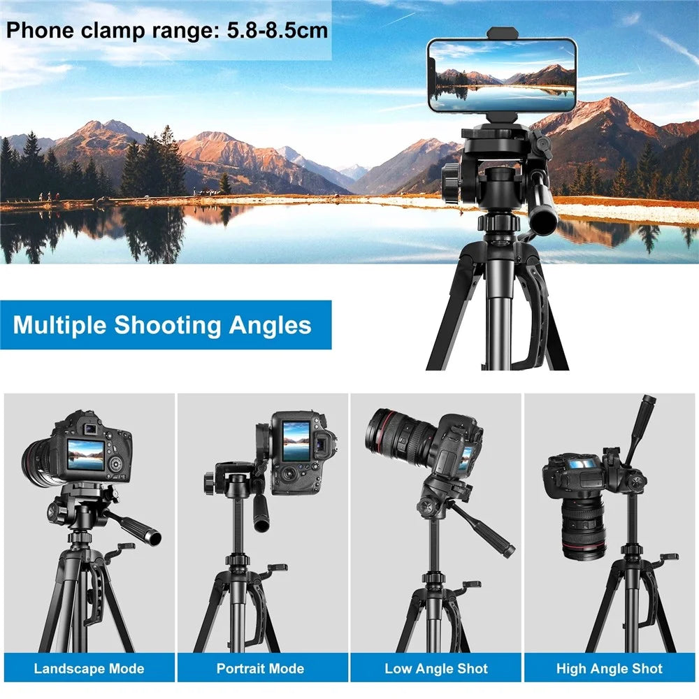 PULUZ PU3096 Smartphone Camera Selfie Live Streaming Tripod Stand with Pan Tilt Head and Phone Clamp - 4