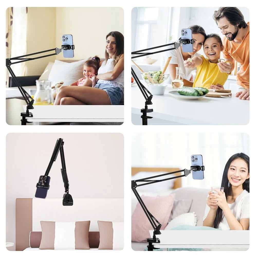 PULUZ PU650B Foldable Suspension Arm Phone Holder 360 Degree Rotation Desk Mount for Smartphones Up to 6.8 Inch - 7