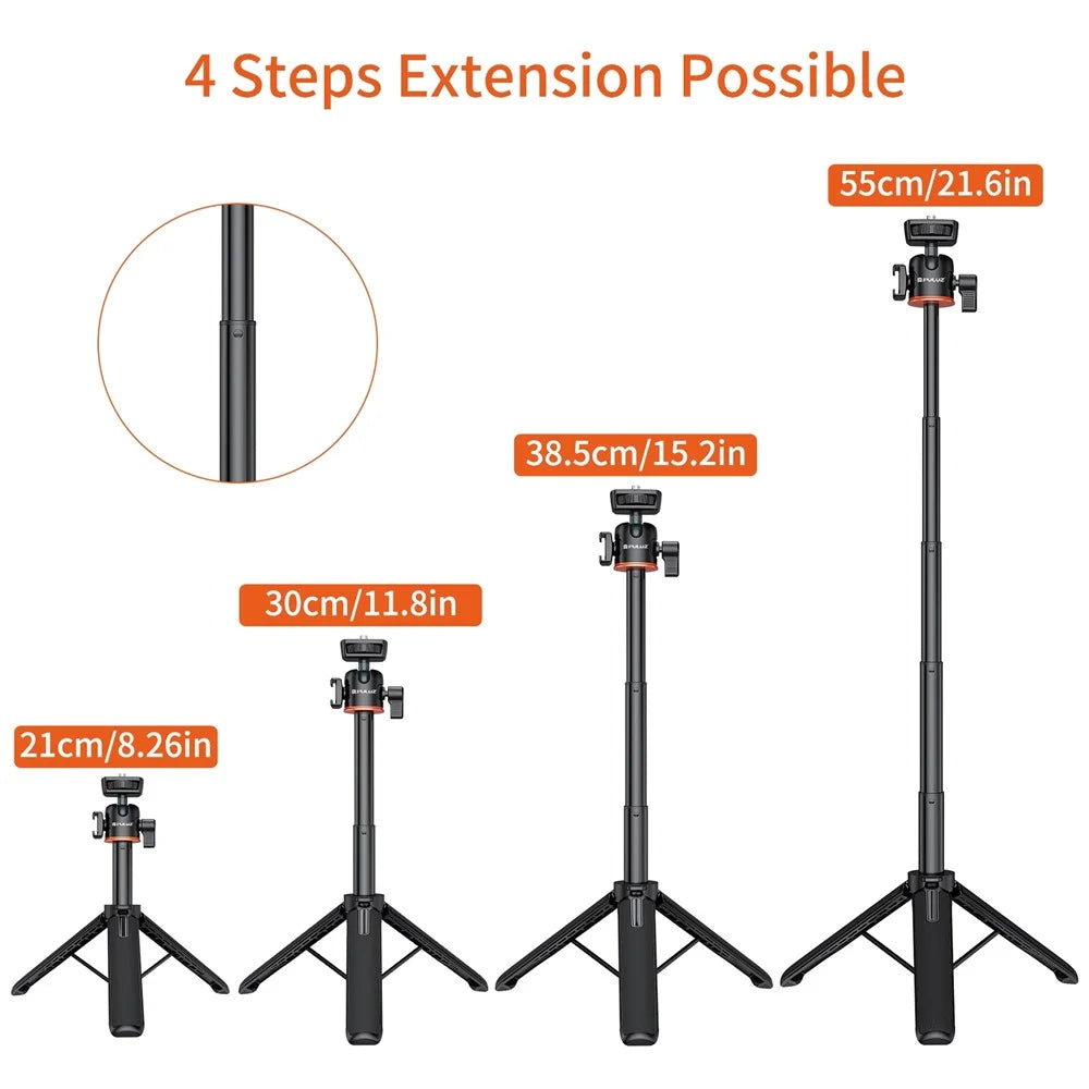 PULUZ PU732B 4 Sections Extendable Tripod Stand with 360 Degree Rotatable Ball Head for Action Cameras - 3