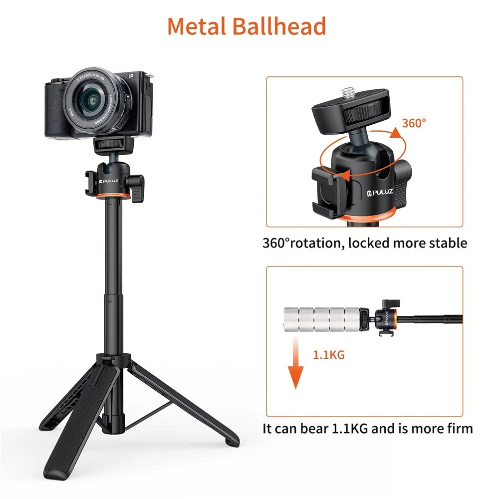 PULUZ PU732B 4 Sections Extendable Tripod Stand with 360 Degree Rotatable Ball Head for Action Cameras - 5