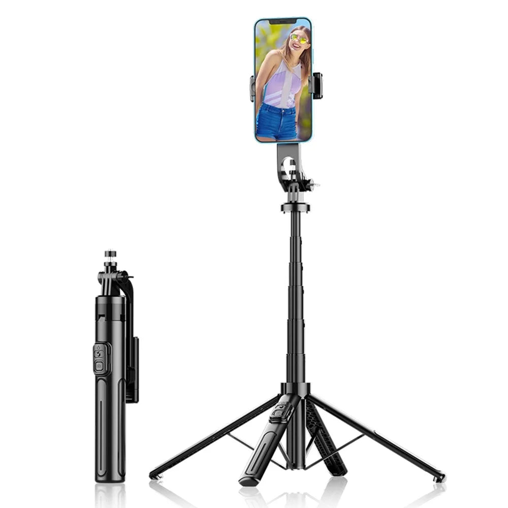 K27 Bluetooth-Compatible Selfie Stick Phone Extendable Live Streaming 4-Leg Stand with 1 Square Fill Light - Black - 2