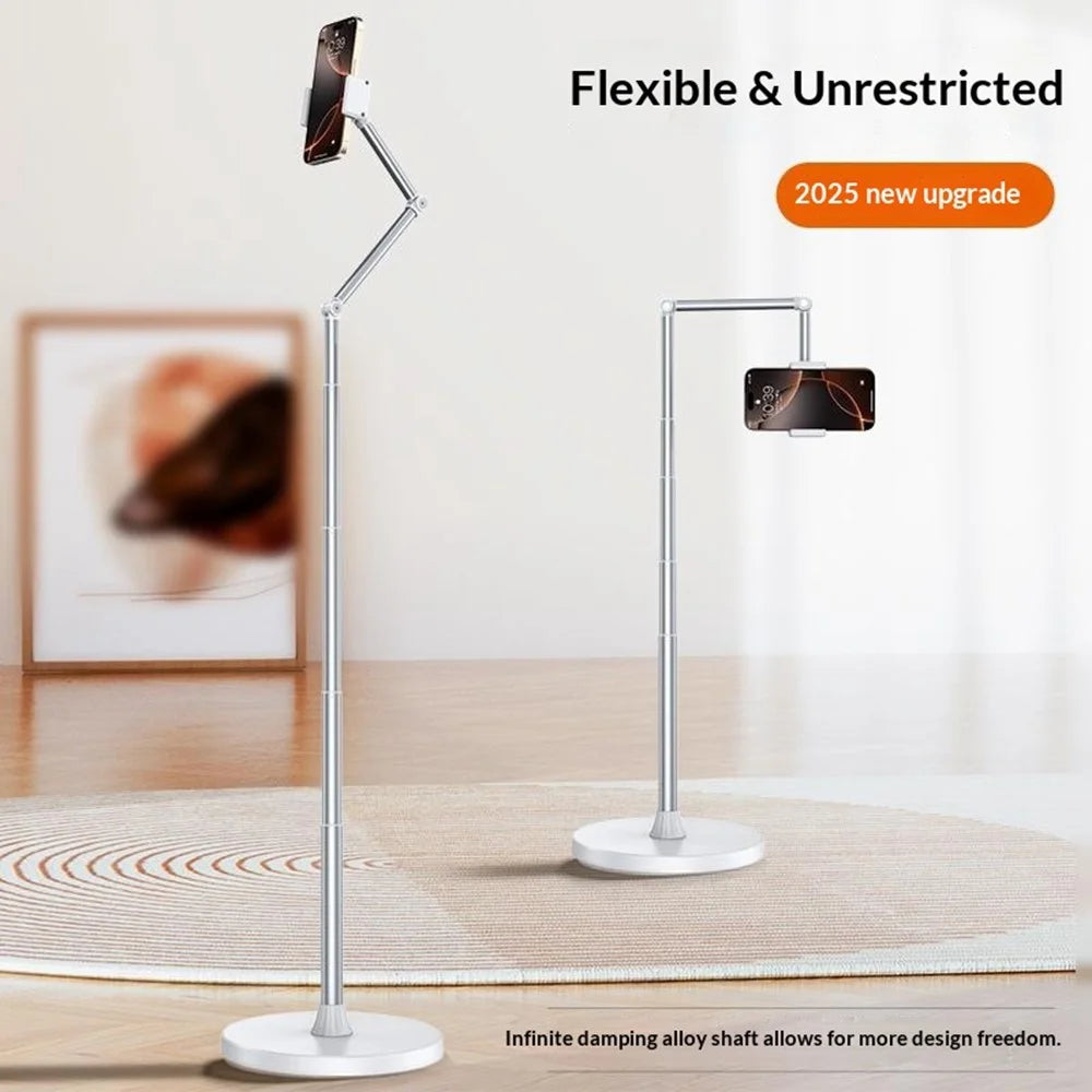 X9 Integrated Foldable Phone Floor Stand Telescopic Adjustable Overhead Shooting Stand for Live Streaming - White - 6