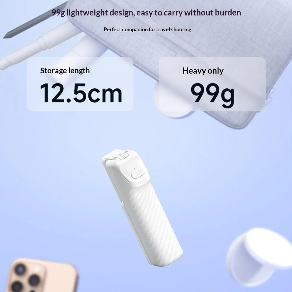 I8 Ultra Mini Portable Bluetooth-Compatible Selfie Stick Anti-Shake Telescopic Phone Selfie Tripod For Travel  /  Photography - White - 3