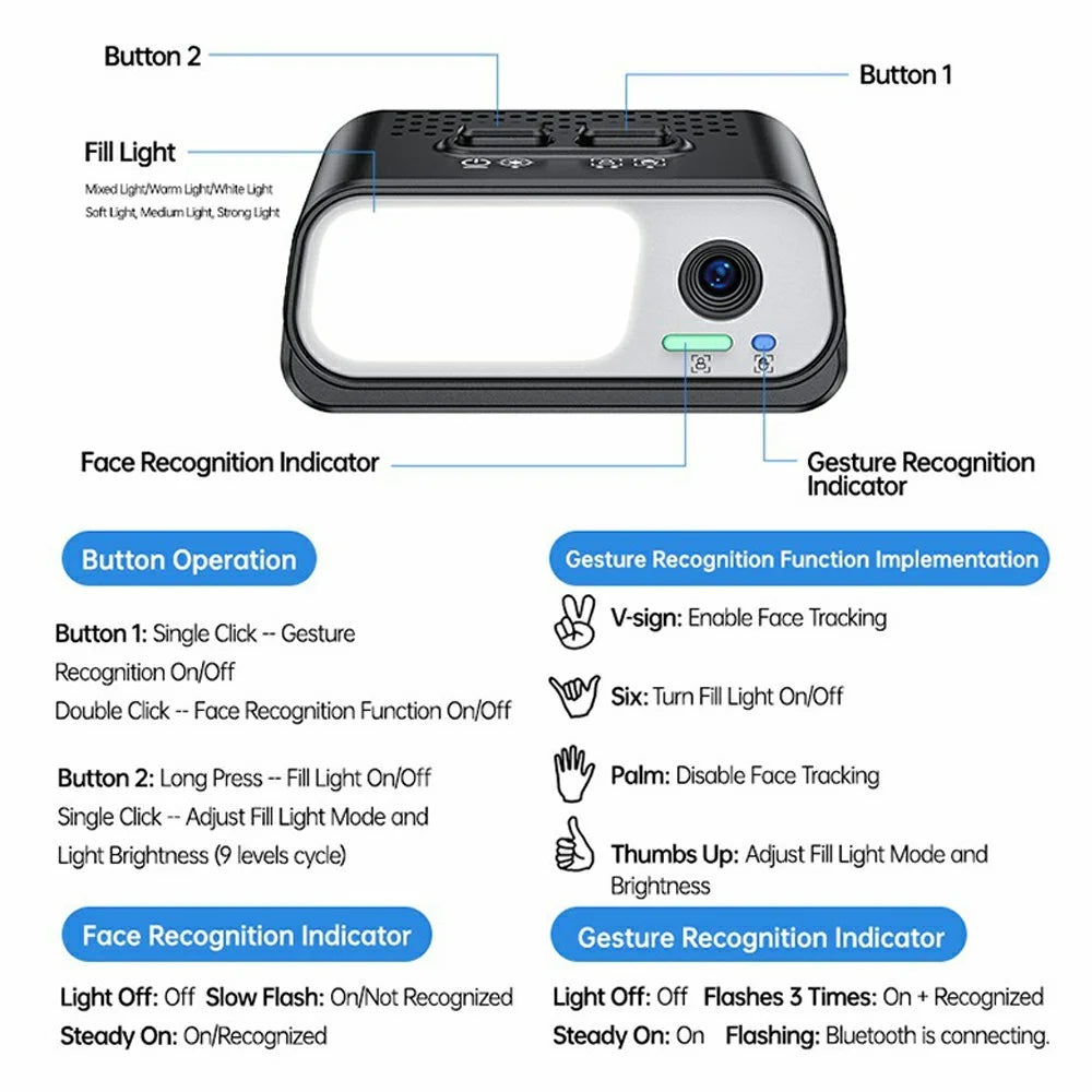YESIDO SF32-PRO Smartphone Gimbal Stabilizer Bluetooth-Compatible Tripod Stand 3-Axis AI Tracking for Vlogging / Live Streaming / Video Recording - Black - 6