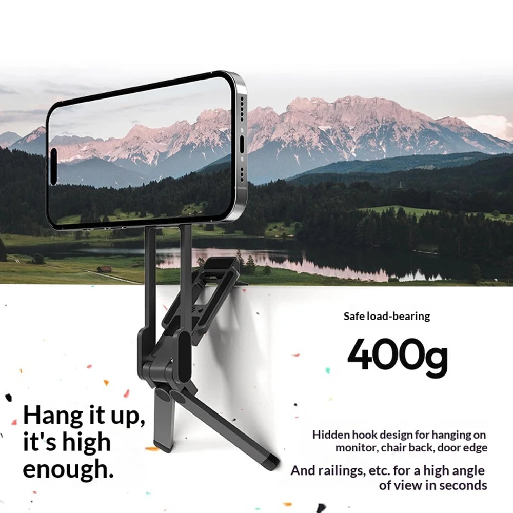 Portable Magnetic Phone Stand Travel Foldable Rotating Cellphone Holder for Selfie Live Streaming - Space Gray - 6
